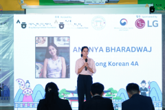 Students participating at the Speech contest